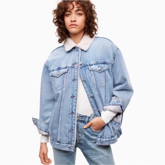 Aritzia Jackets & Blazers - ARITZIA Wilfred Free Hartnett Sherpa Lined Denim Jacket